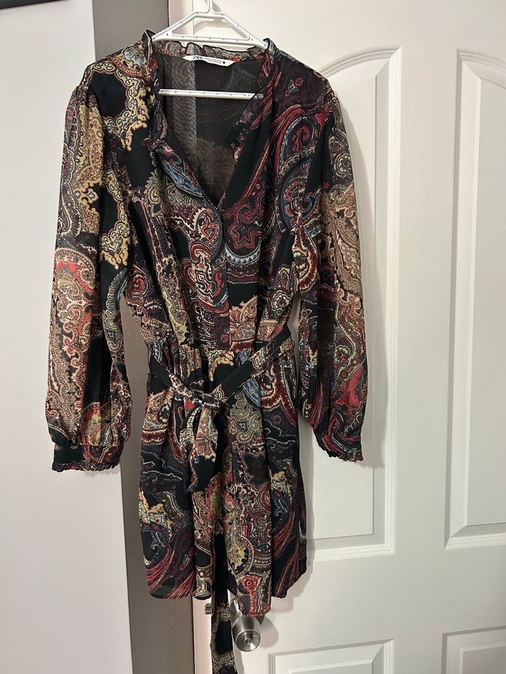 Zara Desenli Mini Elbise - Görsel 4