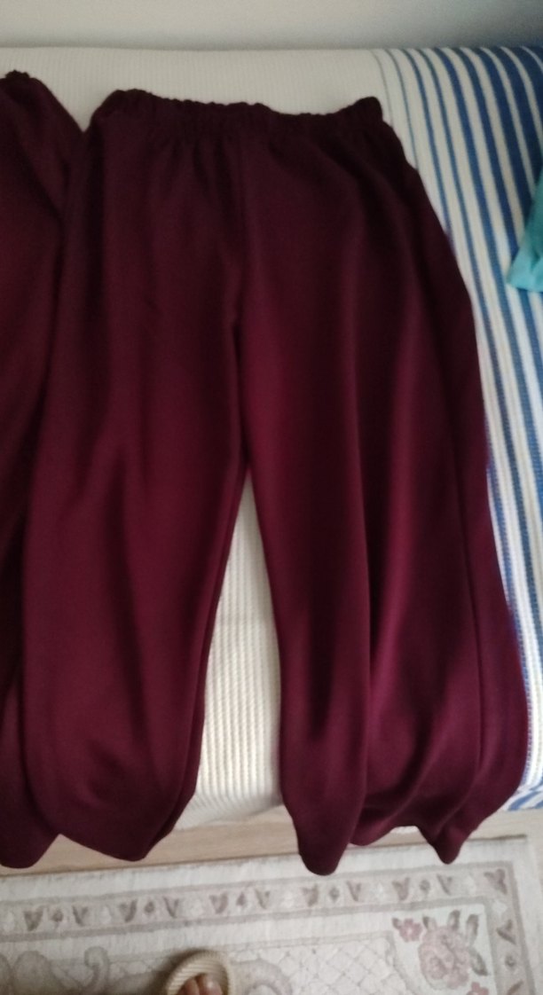 Bordo Pilili Kadın oysho Pantolon - Görsel 5