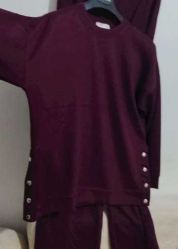 Mor Düğmeli Kadın Eşofman Takımı - Görsel 2