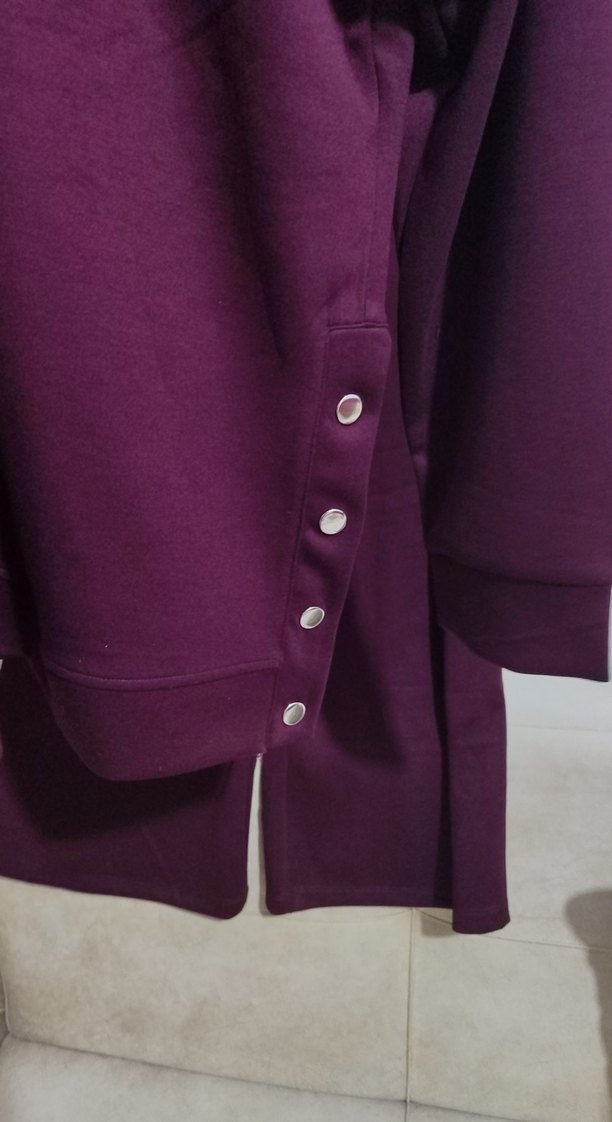 Mor Düğmeli Kadın Eşofman Takımı - Görsel 4