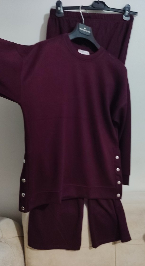 Mor Düğmeli Kadın Eşofman Takımı - Görsel 2