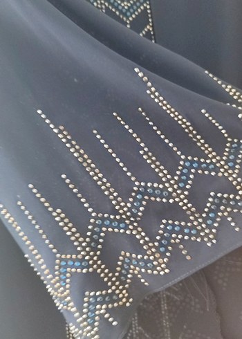 Abiye Boncuk İşlemeli Mavi Uzun Elbise bir kere kullandim - Görsel 7