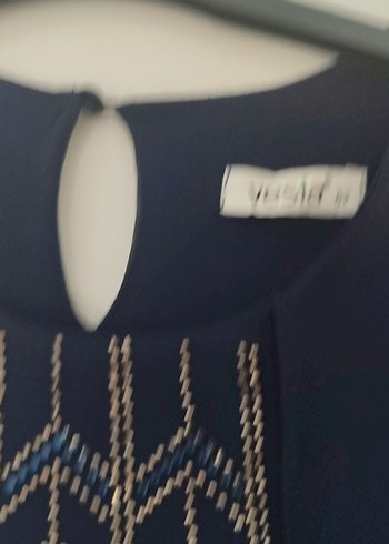 Abiye Boncuk İşlemeli Mavi Uzun Elbise bir kere kullandim - Görsel 5