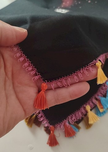 Aker Püsküllü Çok Renkli Bohem Kadın tülbent iğne oyası sıfır yenı
