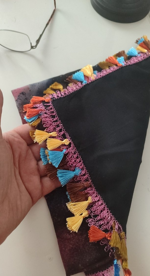 Püsküllü Çok Renkli Bohem Kadın tülbent iğne oyası sıfır yenı - Görsel 3