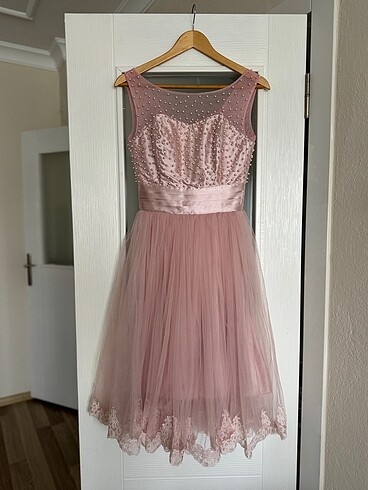 İncili Pembe Tatlı Elbise