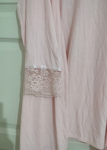 pembe dantel detay sabahlık - Görsel 2