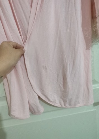 pembe dantel detay sabahlık - Görsel 5