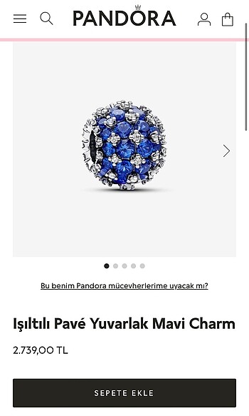 Pandora Işıltılı Pave Mavi Charm