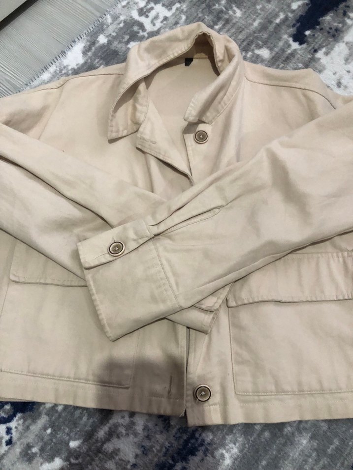 Düğmeli Keten Bej Kadın Ceket - Görsel 2