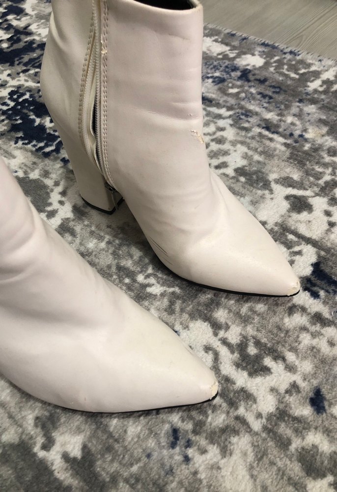 Beyaz Deri Topuklu Kadın Bot - Görsel 2