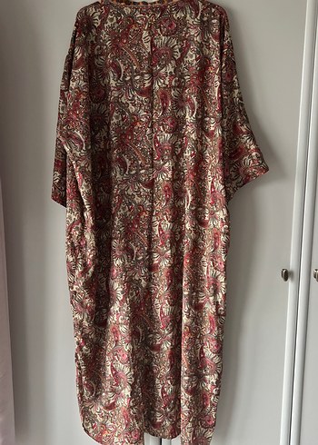 Bordo Bohem Uzun Elbise V Yaka - Görsel 7