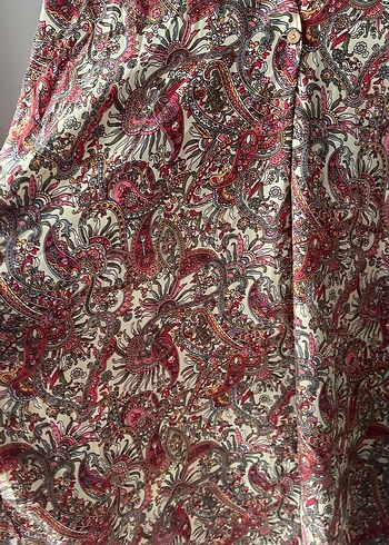 Bordo Bohem Uzun Elbise V Yaka - Görsel 4