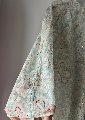 Yeşil Bohem Düğmeli Kadın Bluz - Görsel 4