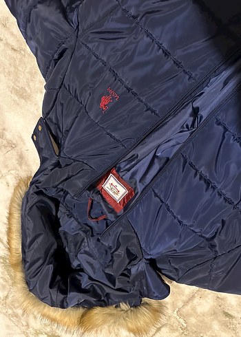 U.S. Polo assn Kadın Lacivert Uzun Kürklü Kışlık Mont - Görsel 3
