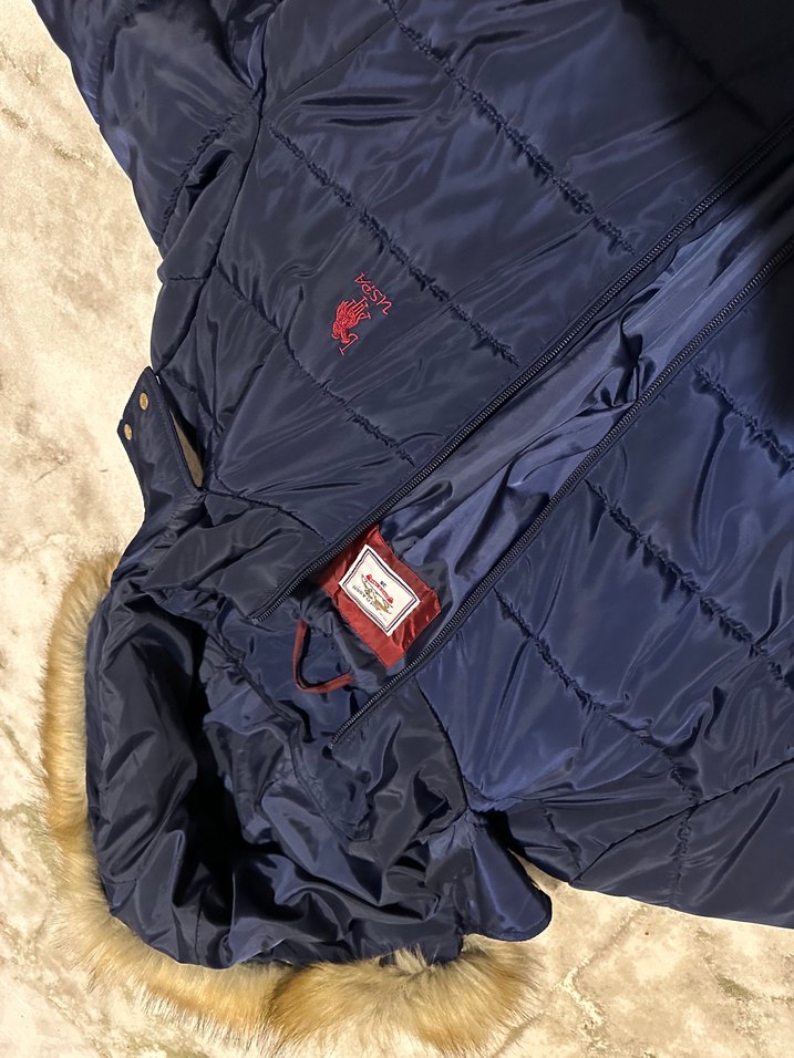 U.S. Polo assn Kadın Lacivert Uzun Kürklü Kışlık Mont - Görsel 3