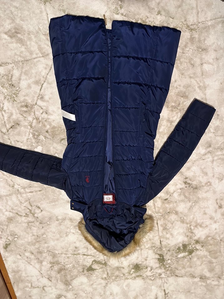 U.S. Polo assn Kadın Lacivert Uzun Kürklü Kışlık Mont - Görsel 2