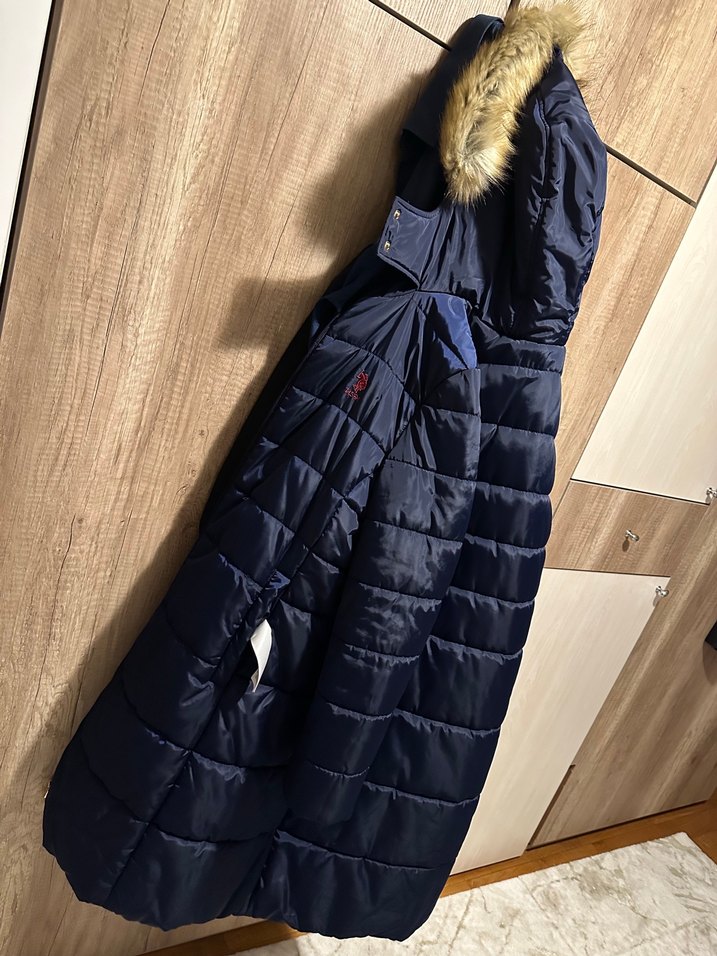 U.S. Polo assn Kadın Lacivert Uzun Kürklü Kışlık Mont - Görsel 4