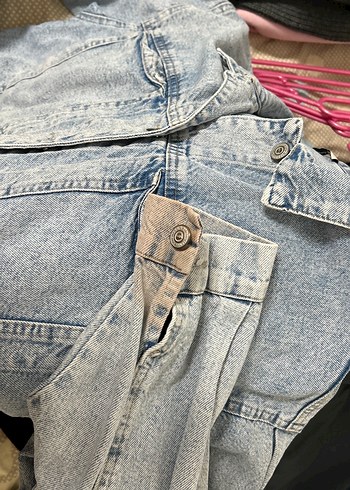 Gri Mavi Düğmeli Kadın Denim Ceket - Görsel 2