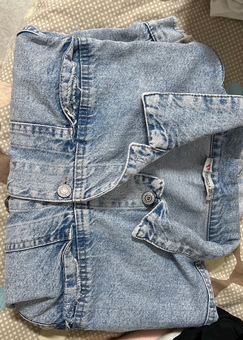 Gri Mavi Düğmeli Kadın Denim Ceket - Görsel 3