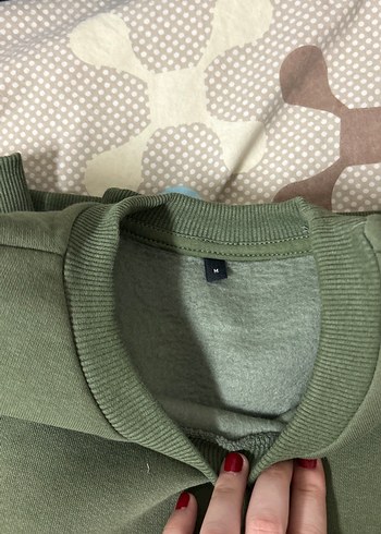 Kadın Haki Oversize Sweatshirt - Görsel 2