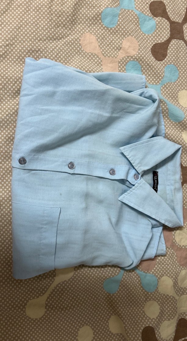 Mavi Pamuklu Kadın Gömlek - Görsel 2