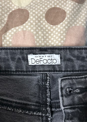 Düğmeli Gri Kadın Denim Pantolon - Görsel 2