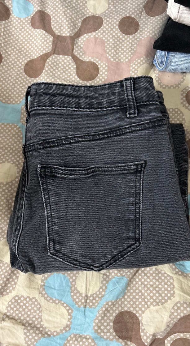 Düğmeli Gri Kadın Denim Pantolon - Görsel 3