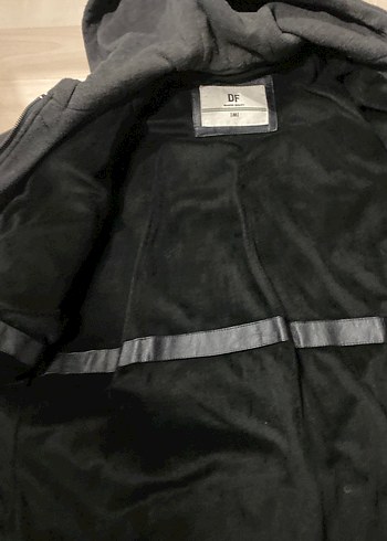 Siyah Deri Biker Ceket Kapüşonlu - Görsel 6