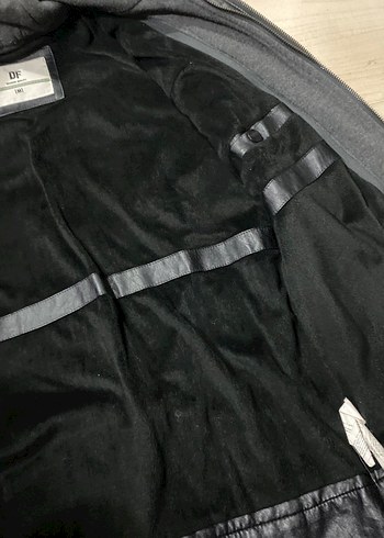 Siyah Deri Biker Ceket Kapüşonlu - Görsel 5