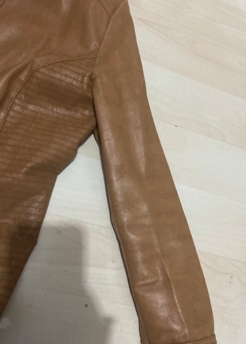 Deri Kadın Biker Ceket, Kahverengi, Fermuarlı - Görsel 2