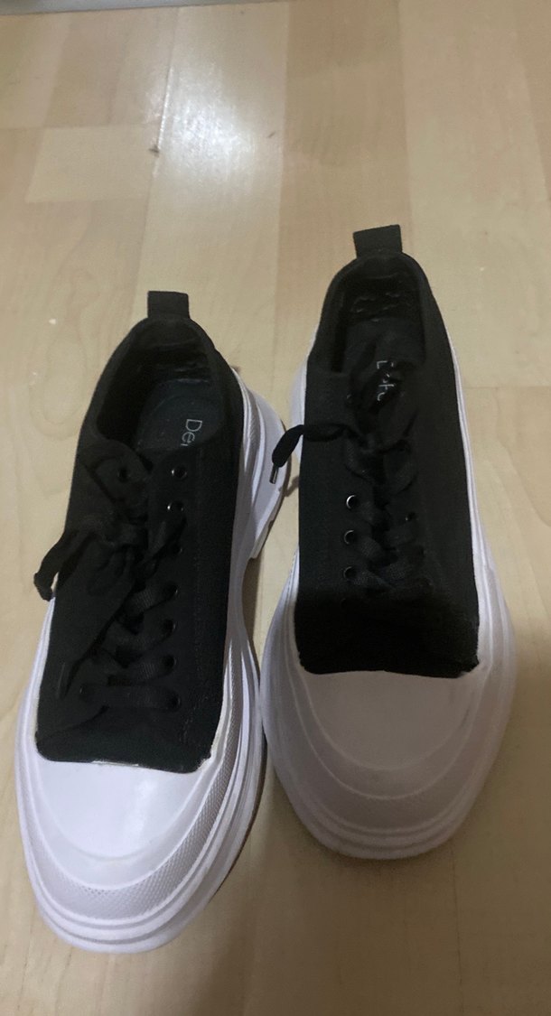 Kadın Siyah-Beyaz Platform Spor Ayakkabı - Görsel 5