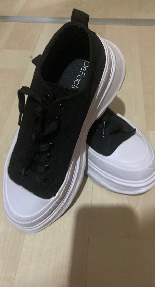 Kadın Siyah-Beyaz Platform Spor Ayakkabı - Görsel 3