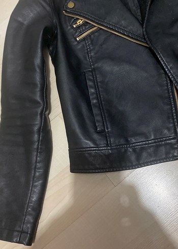 Siyah Parlak Deri Biker Ceket - Görsel 2