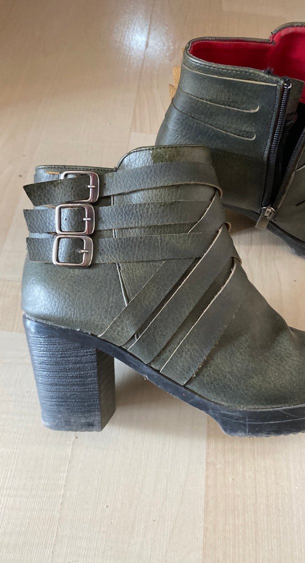 Gri Deri Kadın Topuklu Botlar fiyat sorunuz - Görsel 2