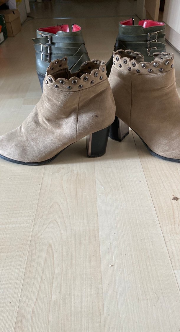 Gri Deri Kadın Topuklu Botlar fiyat sorunuz - Görsel 5