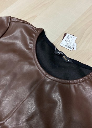 Kahverengi Deri Kemerli Midi Elbise - Görsel 2