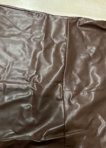 Kahverengi Deri Kemerli Midi Elbise - Görsel 3