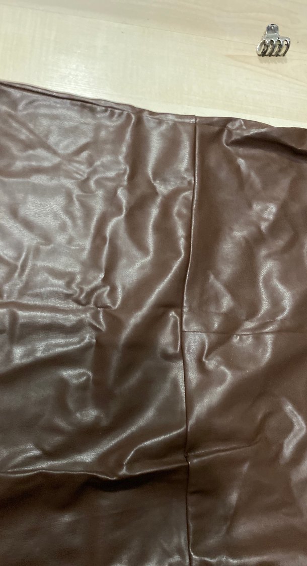 Kahverengi Deri Kemerli Midi Elbise - Görsel 3