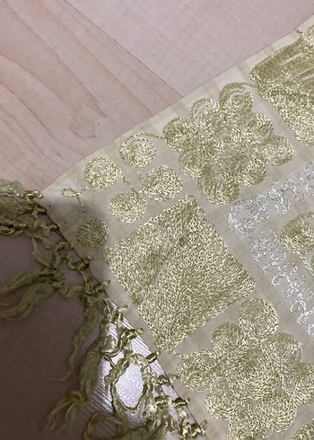 Beden yeşil Renk Yeşil Parlak Dantelli Kadın Şal