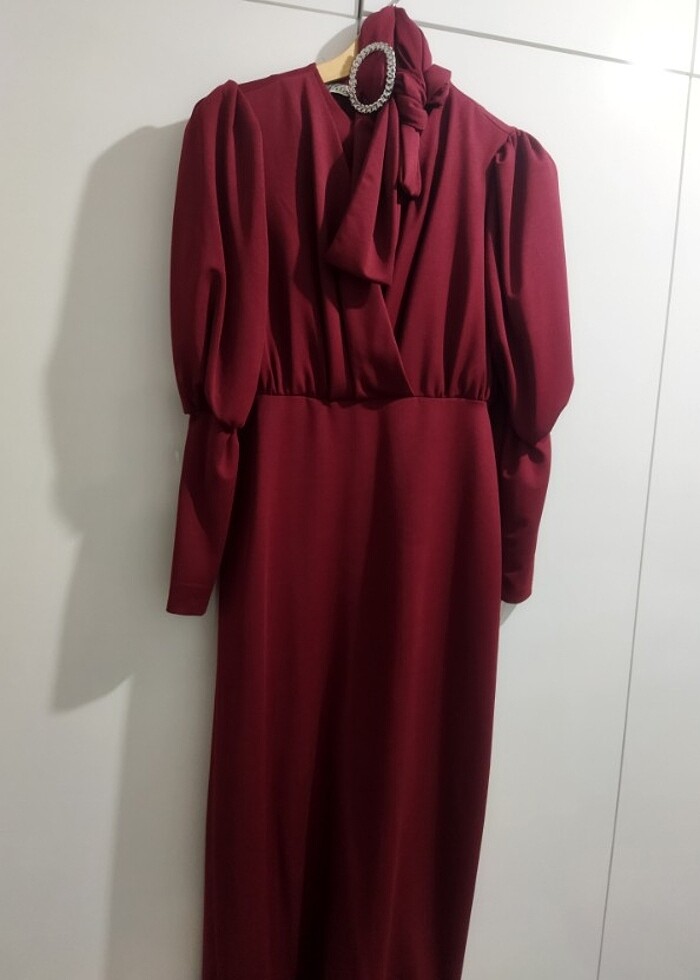 Bordo elbise - Görsel 3