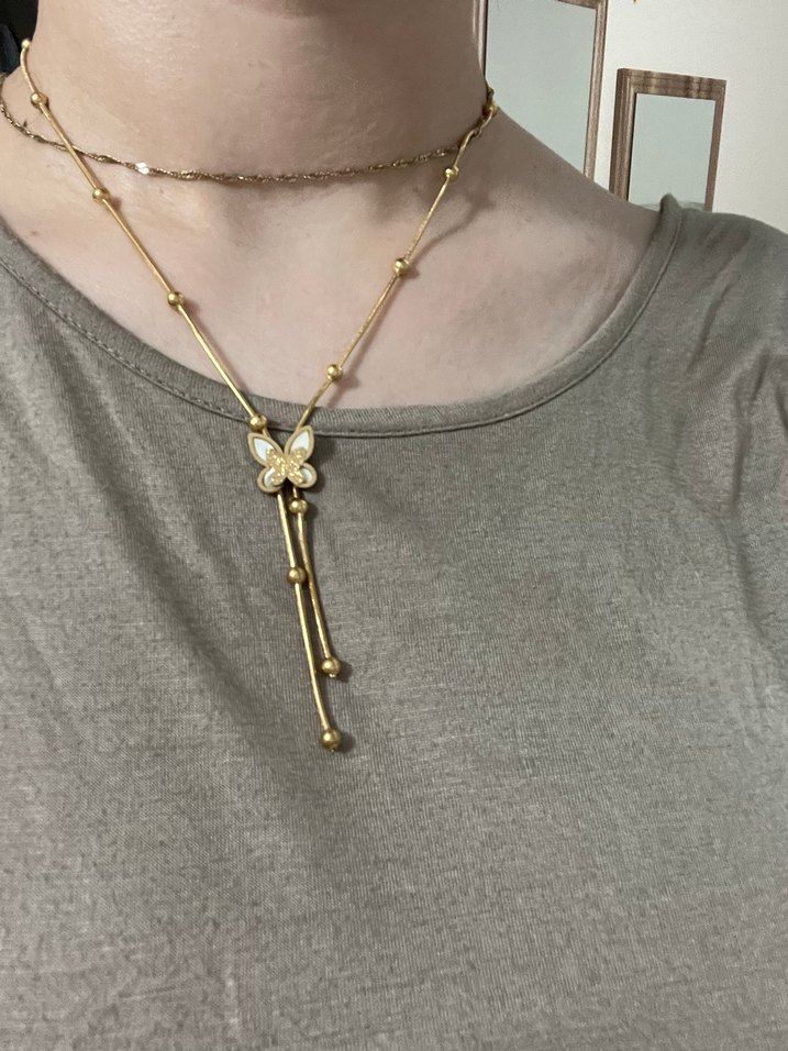 Çiçek Desenli Altın Renk Bohem Zincir Kolye - Görsel 3