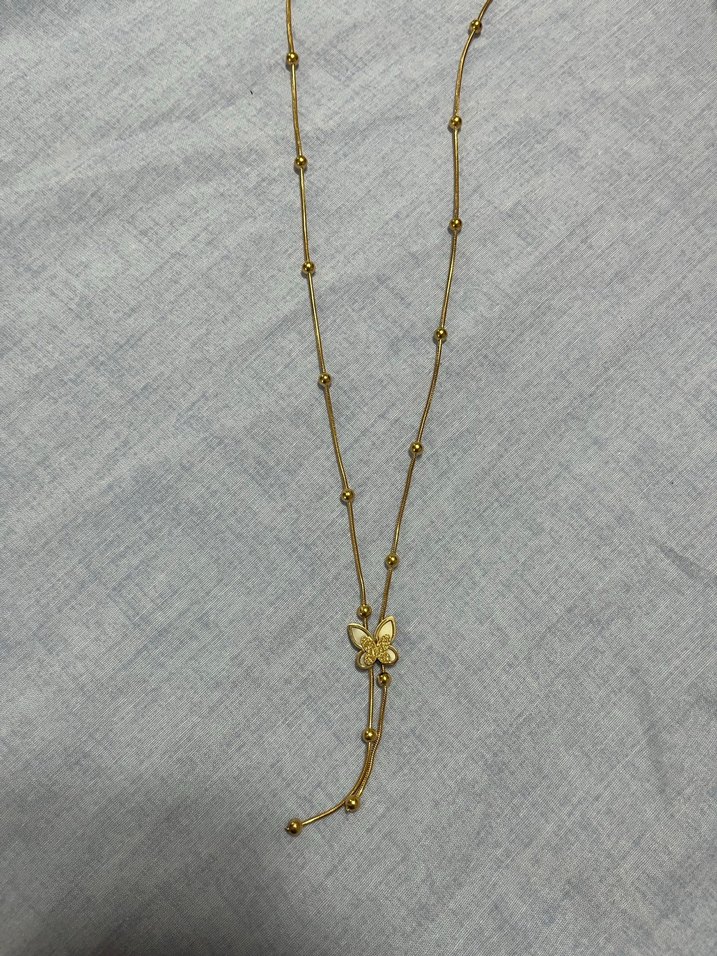 Çiçek Desenli Altın Renk Bohem Zincir Kolye - Görsel 2