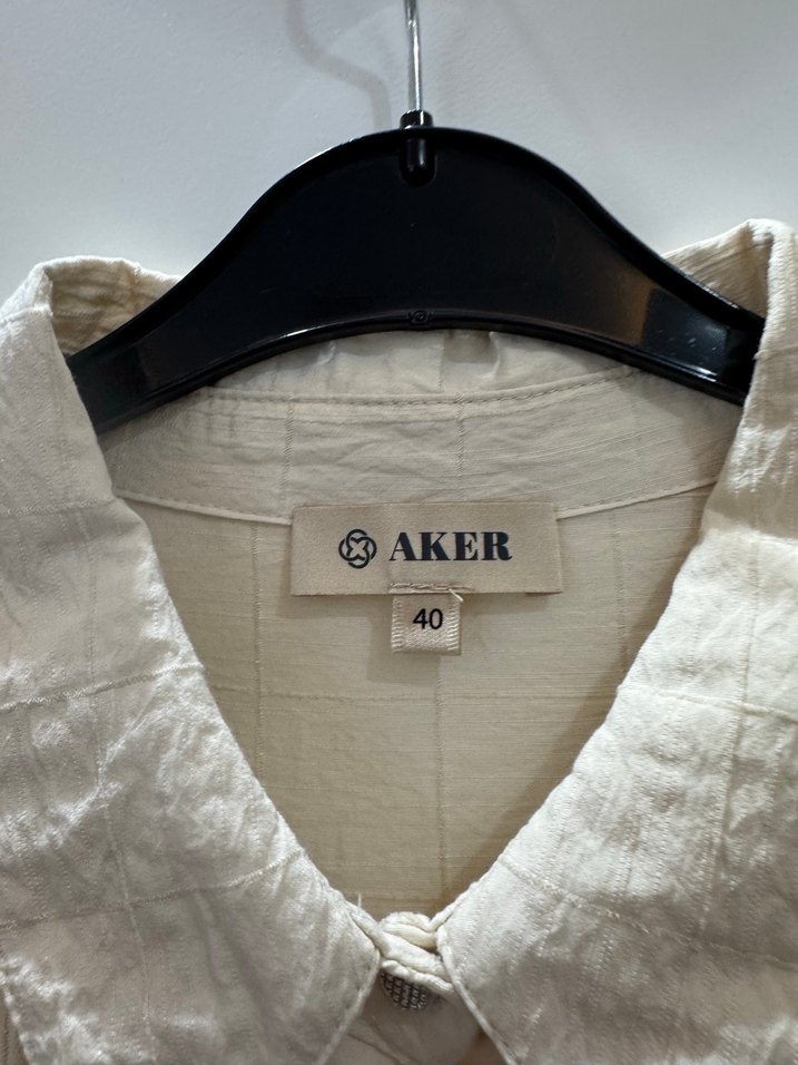 Bej Uzun Kollu Pilili Keten Elbise - Görsel 5