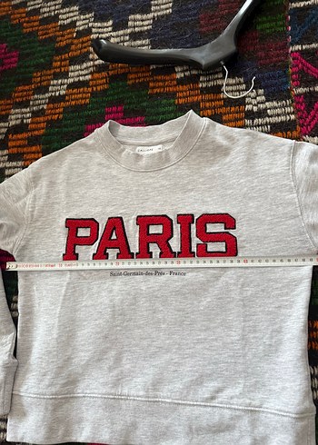 xs Beden gri Renk Gri Paris Baskılı Kadın Sweatshirt