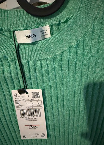 Mango Yeşil Fitilli Uzun Kollu Triko Kazak