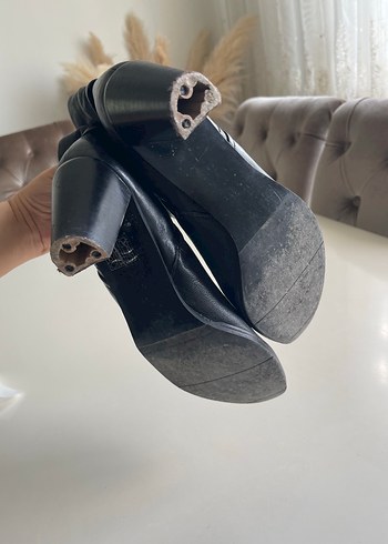 Siyah Deri vintage Kadın Bot - Görsel 4