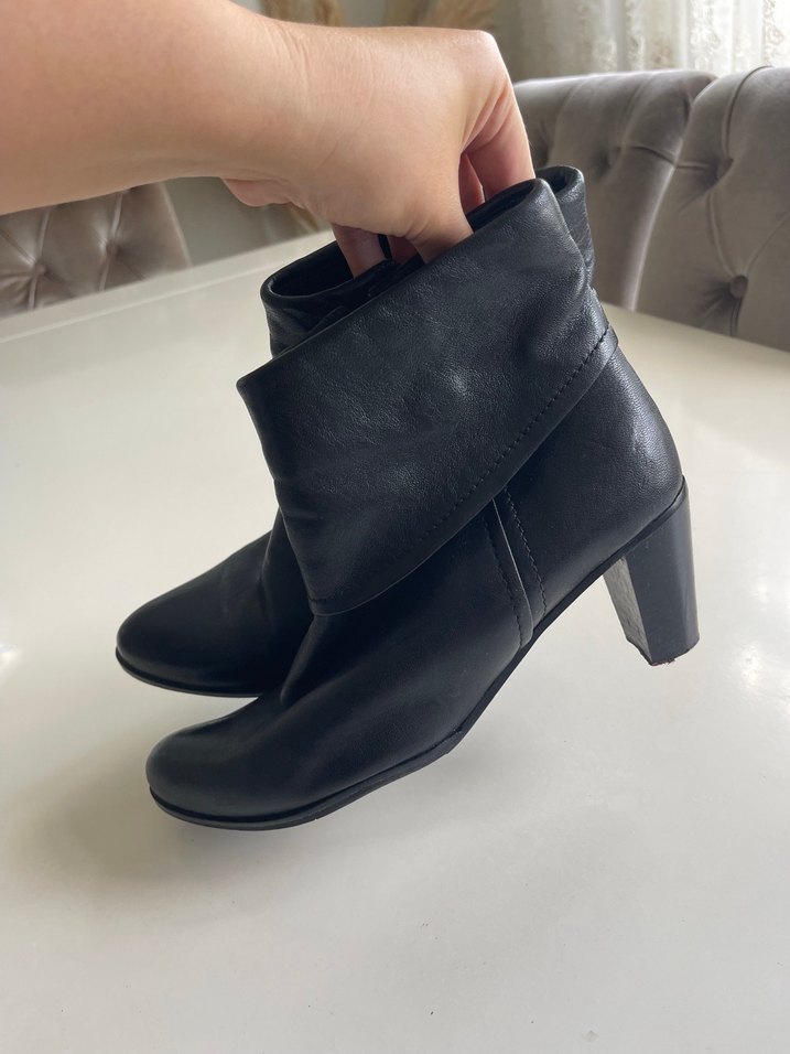 Siyah Deri vintage Kadın Bot - Görsel 5