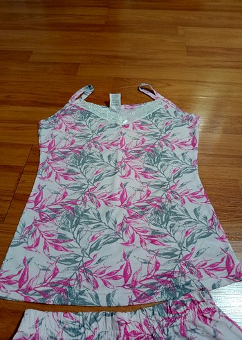 Koton Pembe Desenli Kolsuz Mini Pijama Takımı