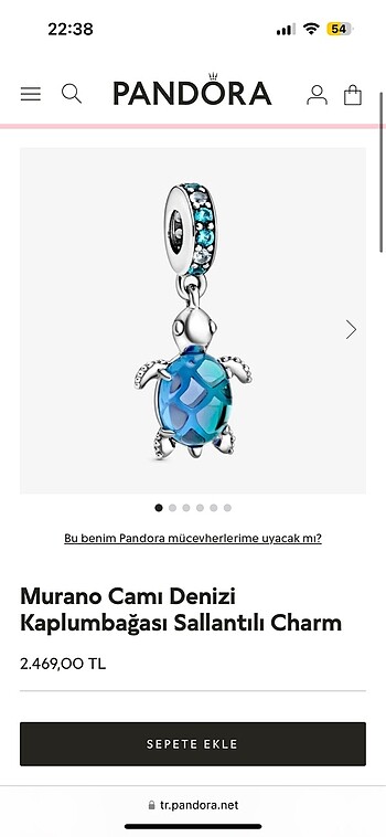 Beden mavi Renk Murano Camı Denizi Kaplumbağası Sallantılı Pandora Charm